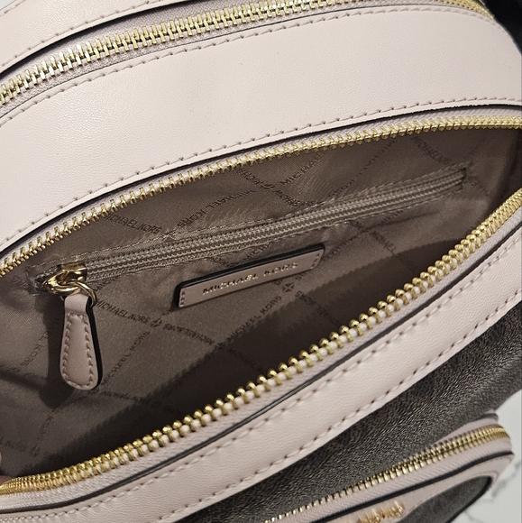 Michael Kors Pink and Brown Logo Backpack - Picture 3 of 5